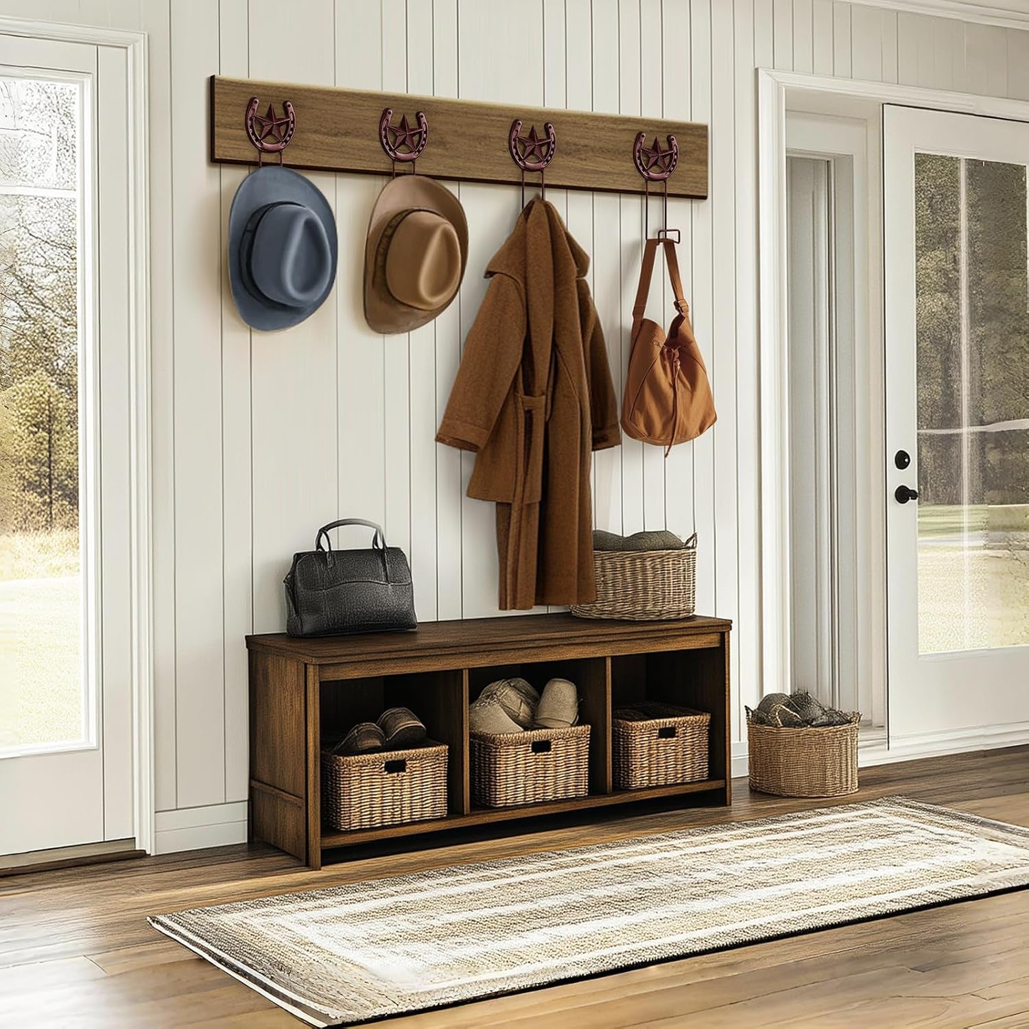 Cowboy Hat Hanger for Wall 4 Pack Cowboy Hat Holder Wall Mount Horseshoe Hooks M