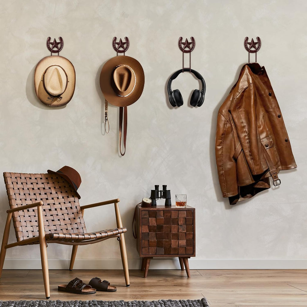 Cowboy Hat Hanger for Wall 4 Pack Cowboy Hat Holder Wall Mount Horseshoe Hooks M