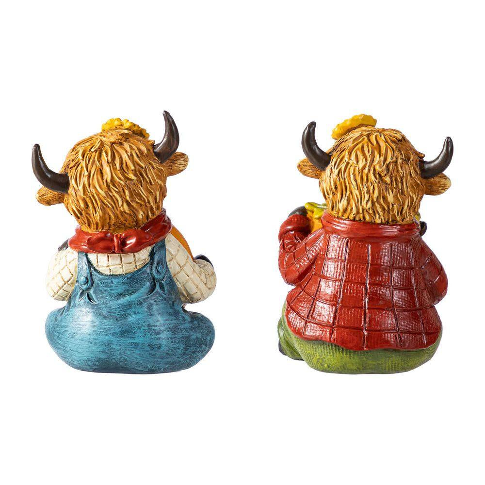 4.25 In. Fall Resin Christmas Highland Cow Table Decor (Set of 2)