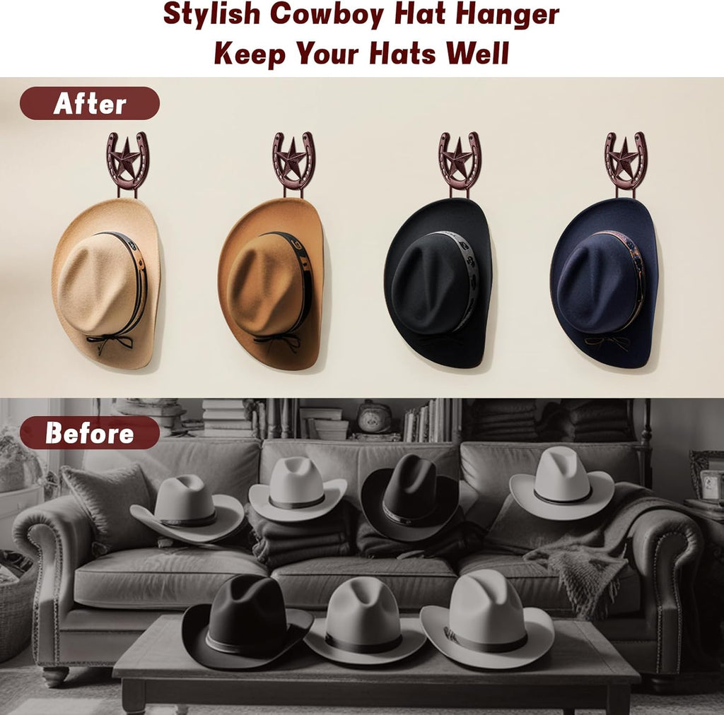 Cowboy Hat Hanger for Wall 4 Pack Cowboy Hat Holder Wall Mount Horseshoe Hooks M